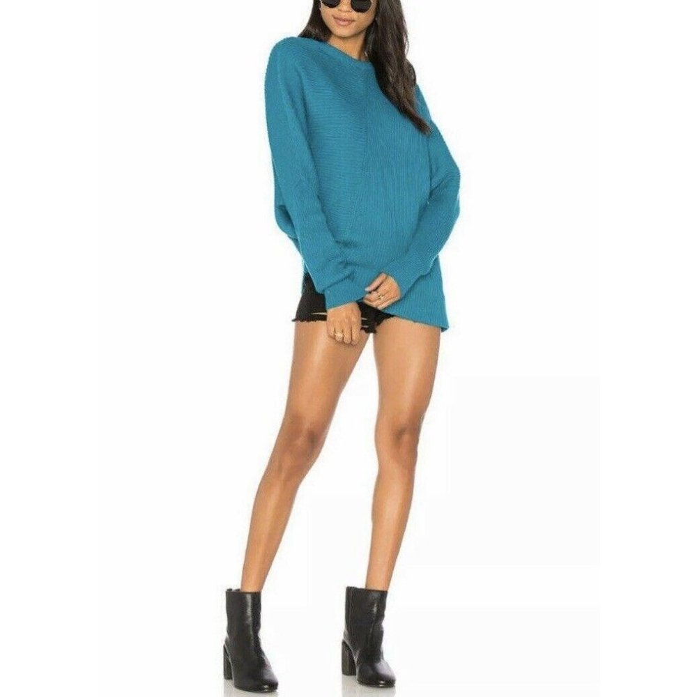 FREE PEOPLE Turquoise Blue Downtown Sweater M